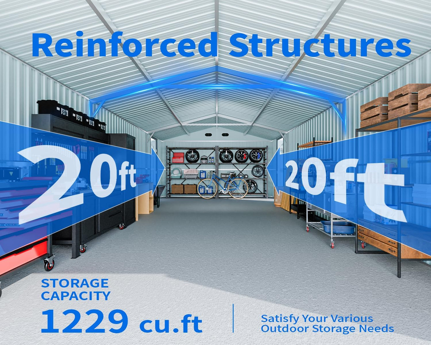 10x20 FT Outdoor Storage Shed, Metal Garage Shed with 2 Lockable Doors, Large Metal Building with 4 Air Vents, Galvanized Steel Prefab Garage Sheds for Car, Truck, Tool, Dark Gray