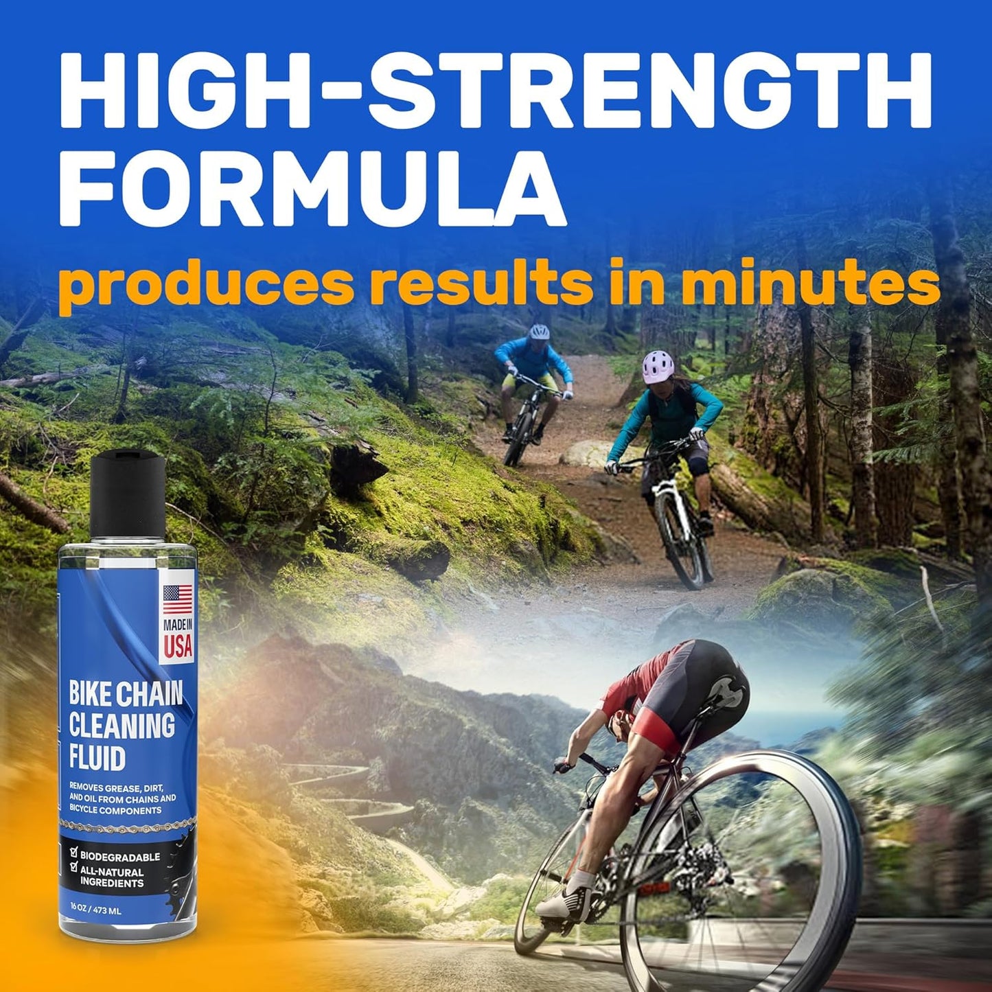 Bicycle Chain & Component Cleaning Fluid - 16oz Chain Degreaser Works in Minutes - Made in USA - Compatible With All Chain Scrubbers Or Apply Directly To Chain - Bike, Motorcycle & Chainsaw Chains