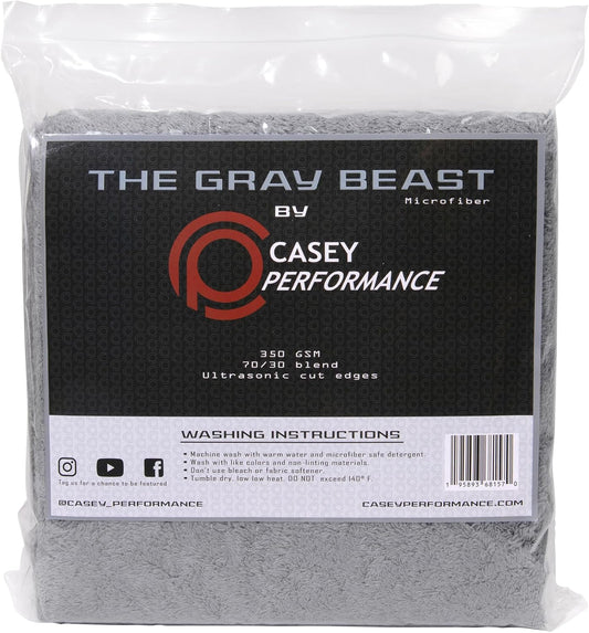 Microfiber Cleaning Cloth - The Gray Beast Towels, Streak-Free Cleaning Rags for Car Wash and Housekeeping, Ultra-Absorbent with Cut Edges to Avoid Scratches (Pack of 10, 16"x16")