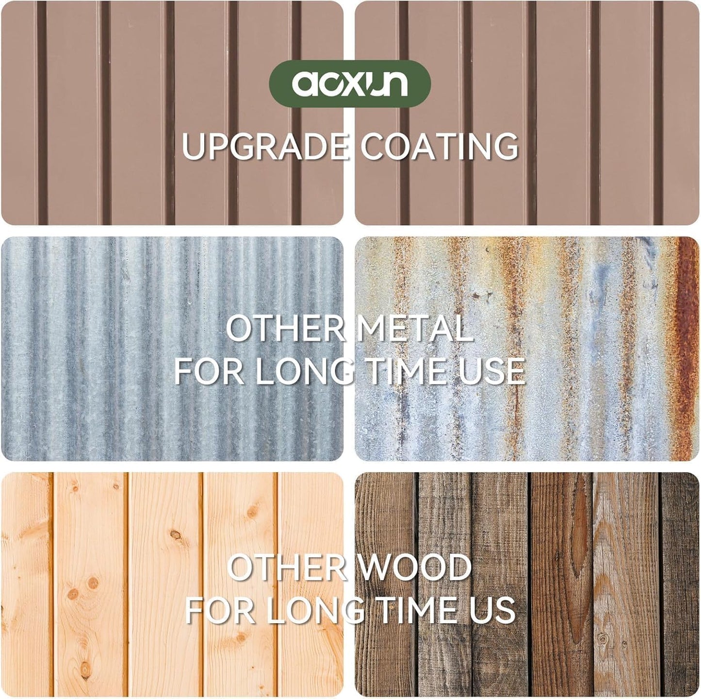 Aoxun 10x8 FT Outdoor Storage Shed with Double Hinged Large Door Utility Garden Shed with Lockable Door & Sloped Roof Metal Sheds Outdoor Storage for Garden, Backyard, Patio and Backyard, Brown