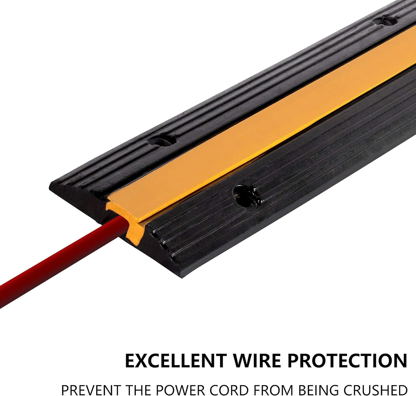 4 Pack Rubber Cable Ramp Hose Cable Protector Ramp 1 Channel 11000Lbs Load Capacity Traffic Speed Bump Wires Power Lines Extension Cord Cover for Indoor Outdoor