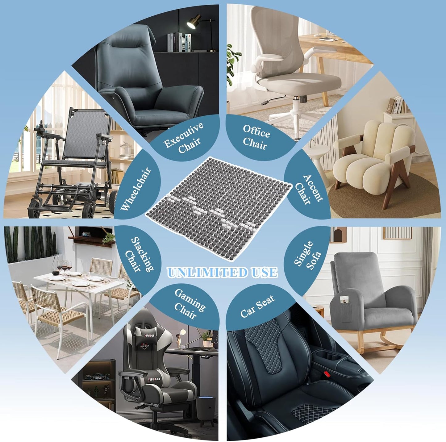 HOMREST Cooling Car Seat Cushion Back Pain Relief Ceramic Beaded Seat Cover Comfy Extreme Summer Massage Seat Pad for Car, Trucks,Executive Office Chairs(Grey)