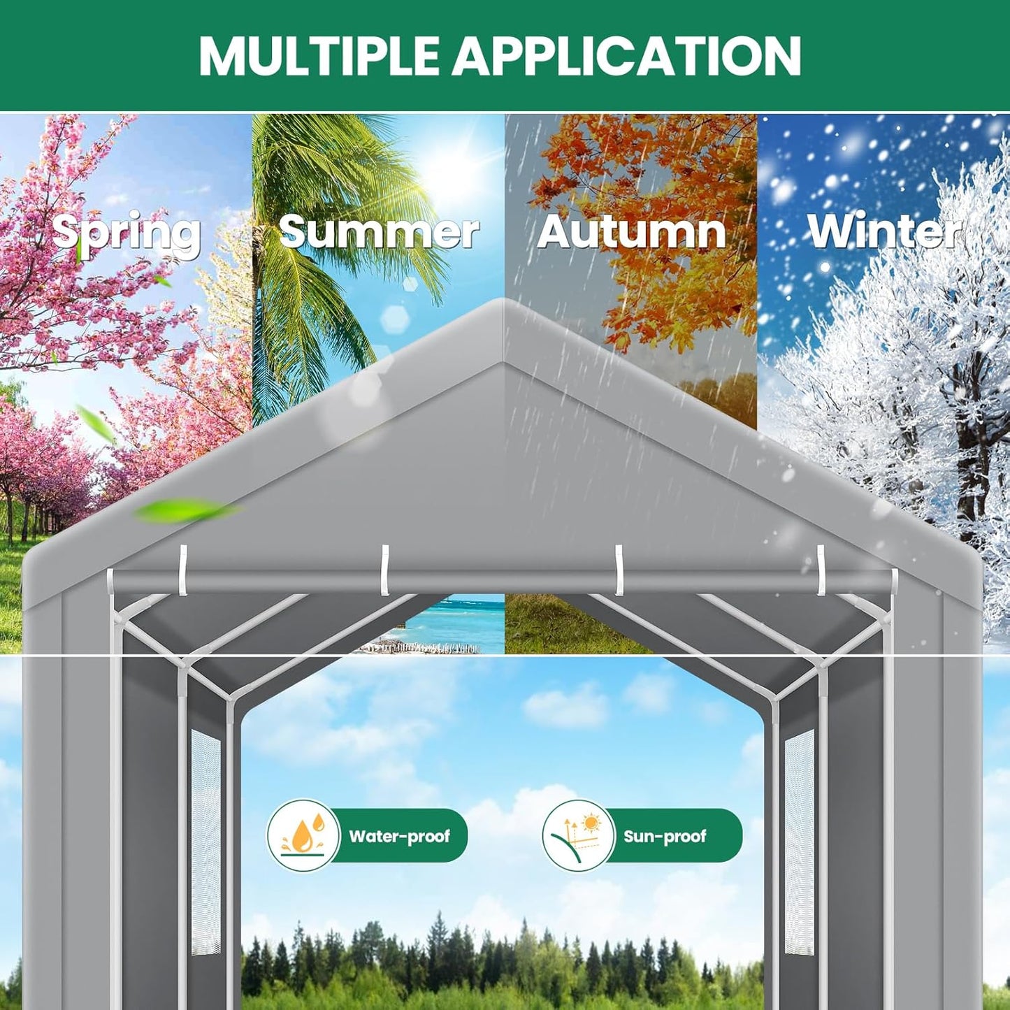 COBIZI Carports 10x20 Heavy Duty Car Canopy Garage with Removable Sidewalls & Doors, Galvanized Frame Portable Carport Canopy with Built-in Sandbags & All-Season Tarp for Car Boat Truck, Gray