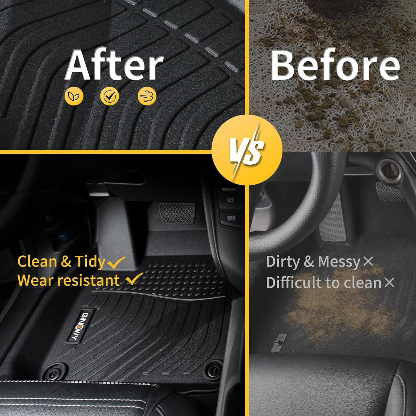 GINOWY-Floor Mats & Cargo Liner for Chevy Trax 2014-2023 & Buick Encore 2013-2023(Not for GX) TPE All Weather Trax Car Mats, Non-Slip Trunk Mat Waterproof Trax Floor Liners Accessories Black