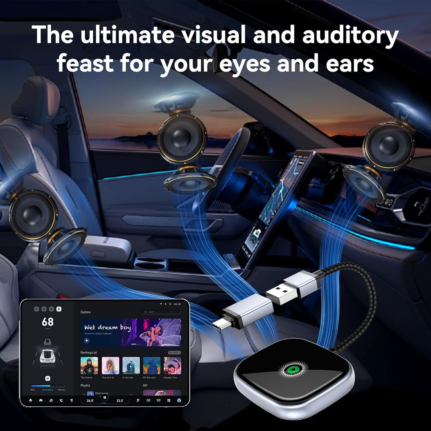 Wireless CarPlay Adapter, Wireless Car Screen Adapter for iPhone-Easily Upgrade Wired CarPlay to Unwired Connectivity, Includes USB-A to USB-C Dongle, Plug & Play for iPhone (iOS 10 and Above)