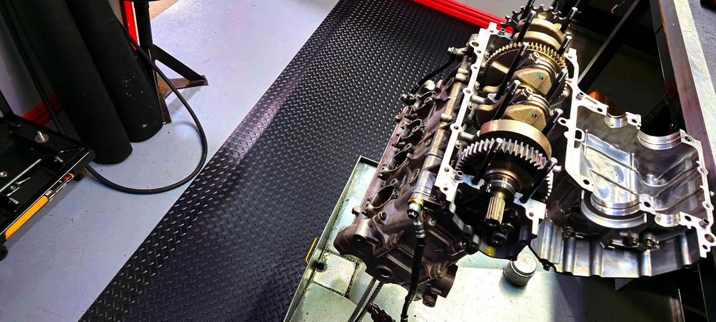 Rhino Mats, American Classic Diamond Anti-Fatigue Mats, Industrial Ergonomic Comfort Standing Mat for Work, Home, Garage, Office, Kitchen or Anywhere (Black 9/16" Thick, 4 FT. x 12 FT.)