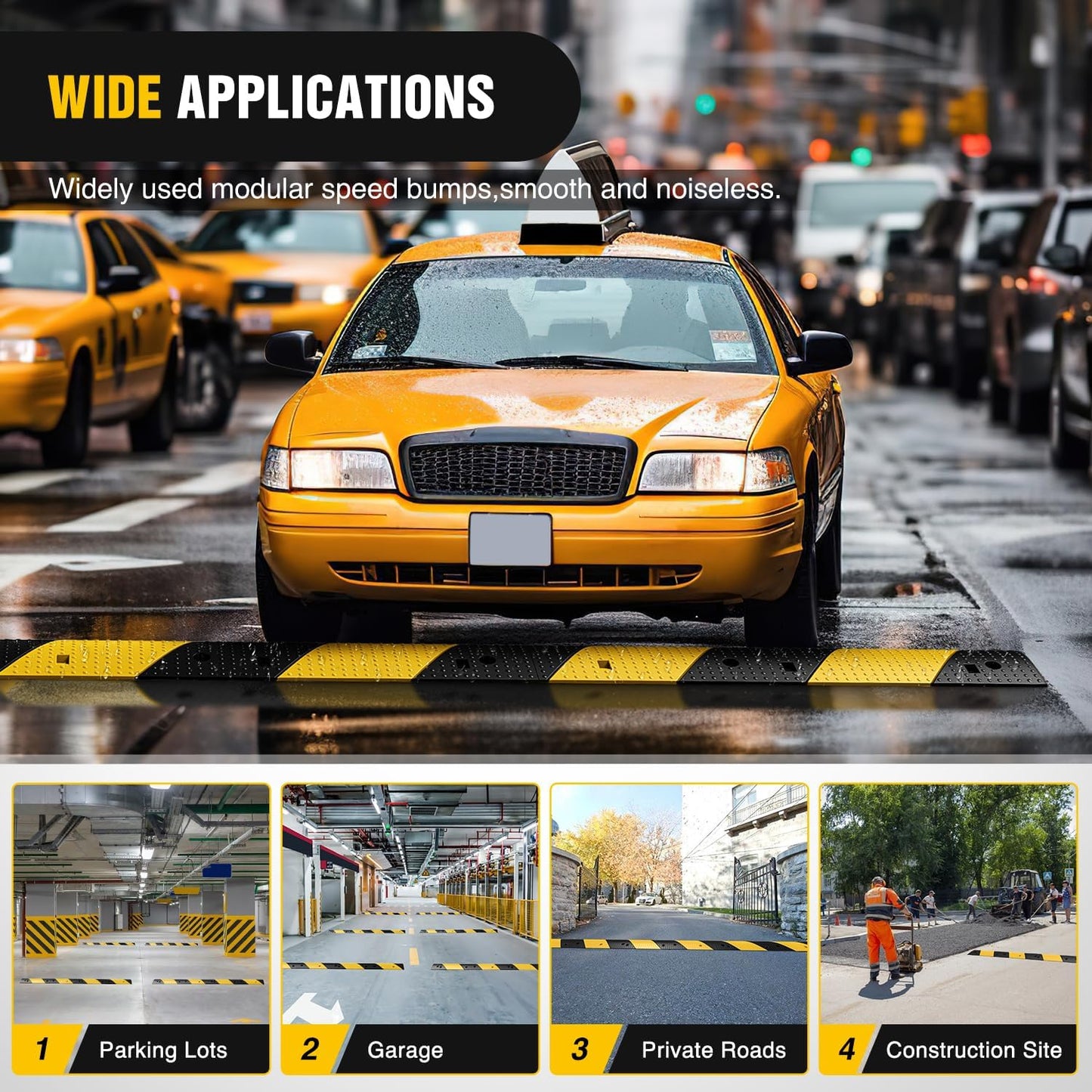 Nilight Rubber Speed Bump, 39.3" Heavy Duty 2 Channel Cable Protector Speed Humps for Garage Gravel Roads Asphalt Concrete, 19000 lbs Load Capacity, 2-Pack