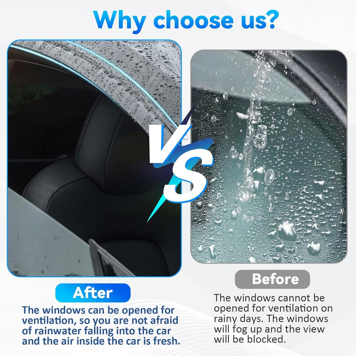 4pcs Window Visors Compatible with 2015-2024 Edge Front+Rear Smoke Tint Window Sun/Rain Guard Outside Mount Tape-On Vent