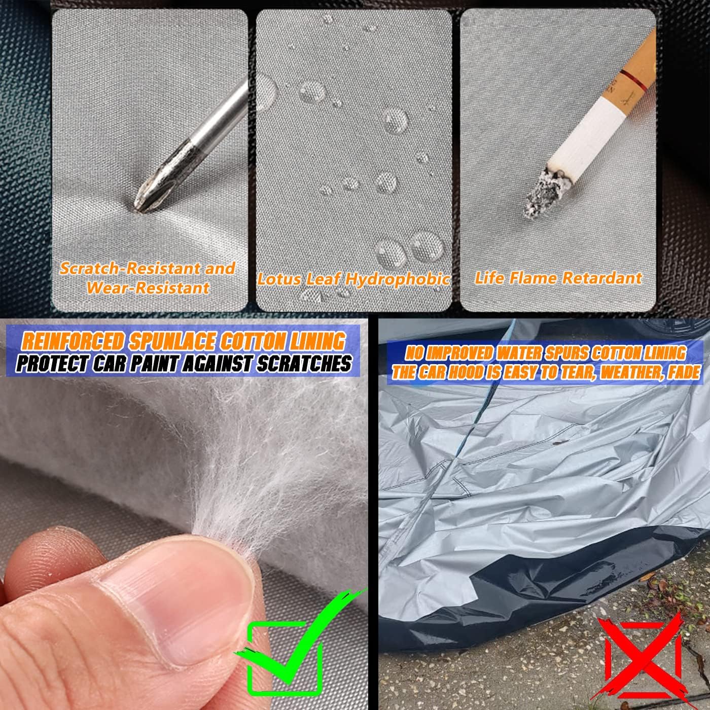 Breathable New Material, Waterproof Car Cover, Locks and Zipper Doors, Sunscreen Waterproof UV Prevention Snowproof Wind and Windproof,Suitable for Indoor Outdoor,for Sedan (188" to 198") C3