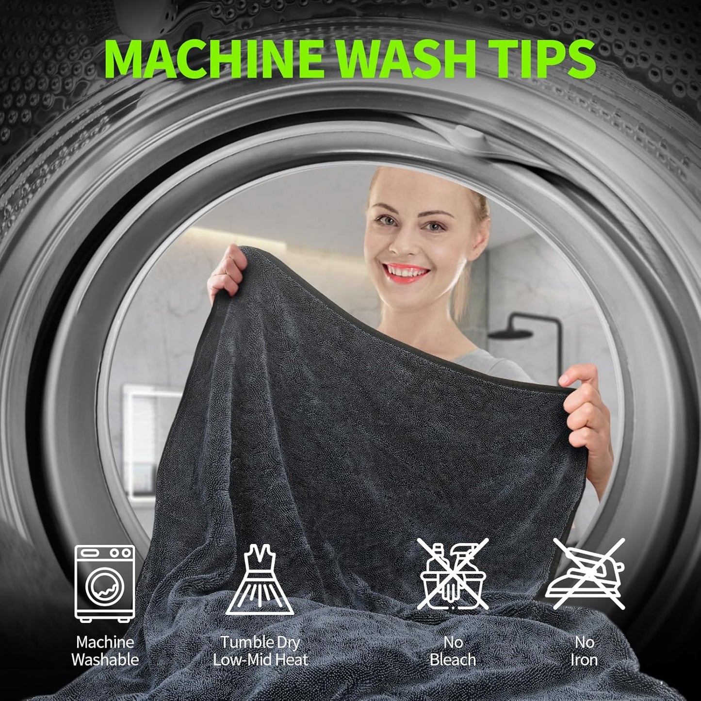 3-Pack Car Drying Towel, Ultra Absorbent Microfiber Towels for Cars (36" x 24"), Drying Towels Car Detailing, Streak Free, No Water Spots, Scratch-Free, with Storage Bag