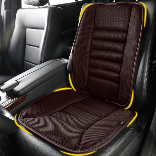 Memory Foam Car Seat Cushion with Lumbar Support Pillow, Memory Foam Driving Pillow for Back-Sciatica Pain Relief, Auto Pad Suitable for Car, Truck, SUV - 4D Mesh Brown