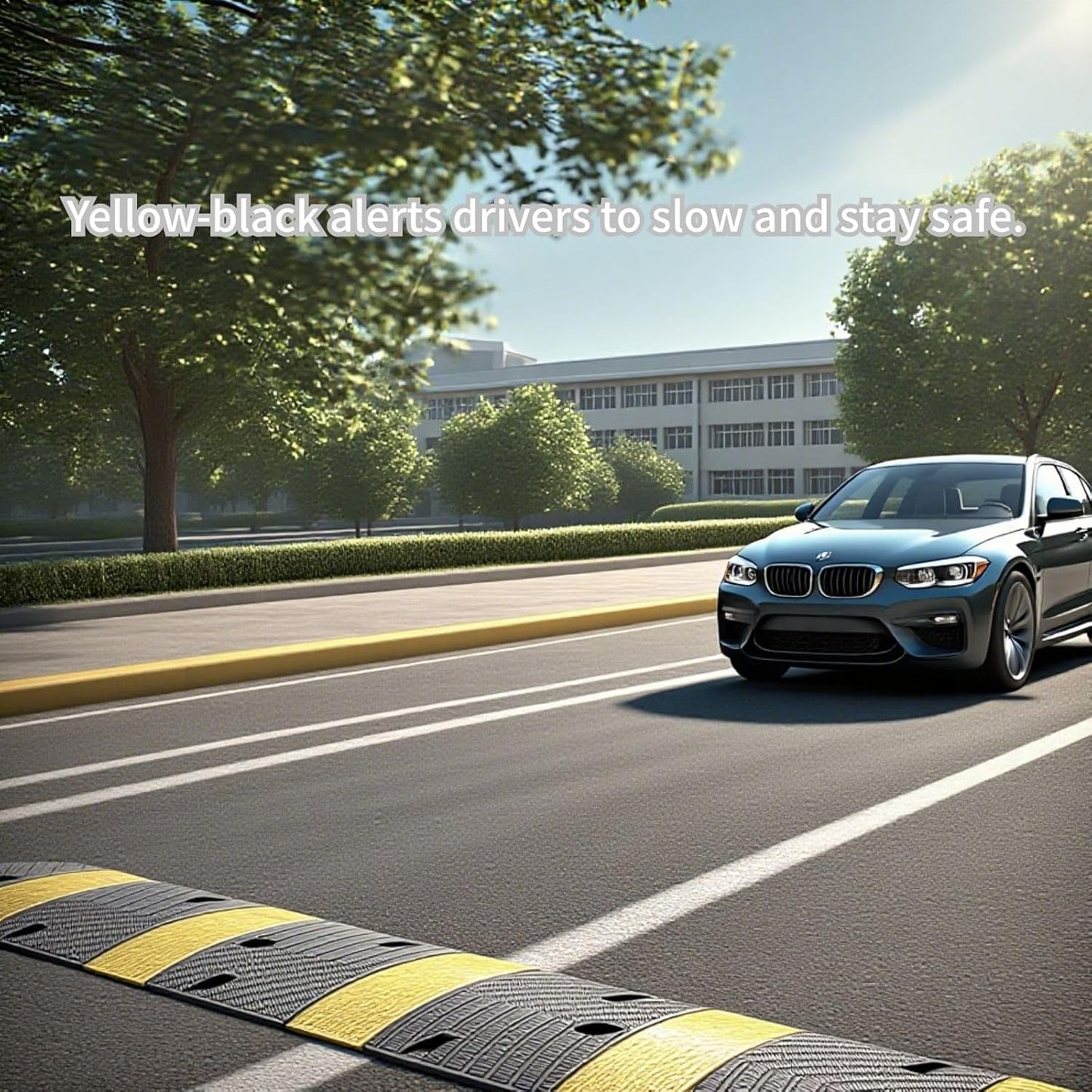 1 Pack 72 Inch Heavy Duty Rubber Speed Bump Ramp – Cable Protector, Driveway Garage Road Parking Lot Safety Control, Durable Anti-Slip Traffic Hump