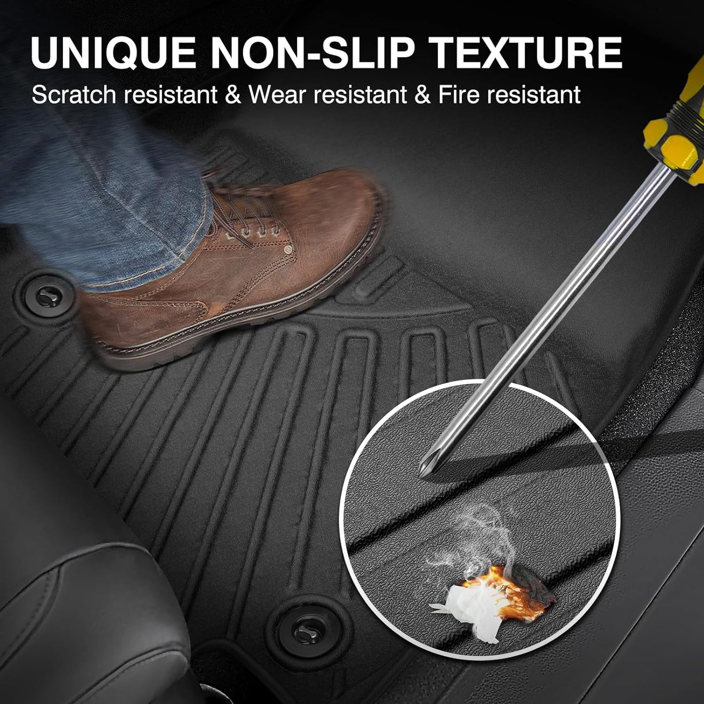 Powerty Floor Mats for 2015-2025 Ford F-150 SuperCrew/F150 Lightning Accessories All Weather Floor Liner 3D TPE 1st & 2nd Row Floor Mat Heavy-Duty Floor Liners