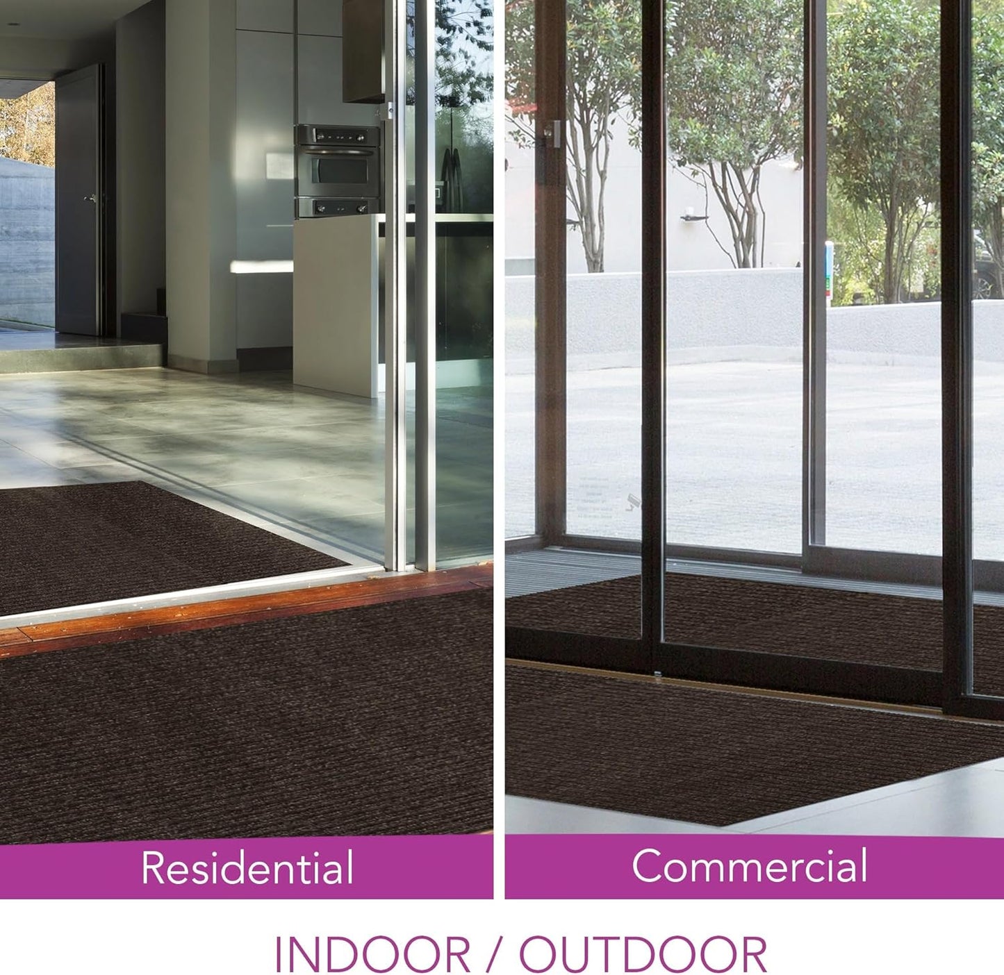 iCustomRug Spartan Weather Warrior Duty Indoor/Outdoor Utility Ribbed in 3ft,4ft,6ft Widths 70 Custom Sizes with Natural Non-Slip Rubber Backing 4'X18' in Brown