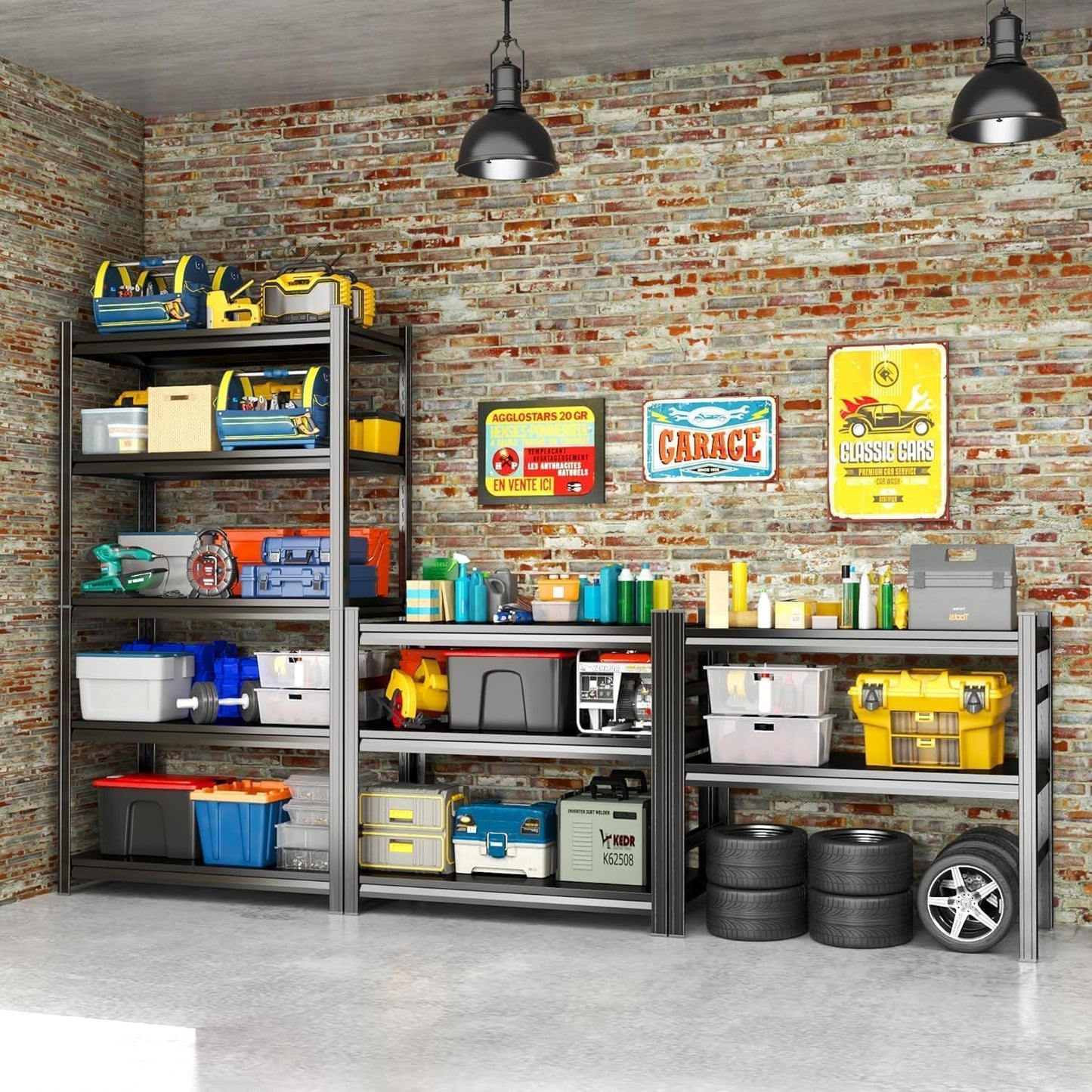 Adjustable 5-Tier Garage Shelving, Heavy Duty Steel Storage Rack, High Load Capacity, Ideal for Garage, Warehouse, or Home Organization (5-Tier 72" H x 36" W x 12" D)