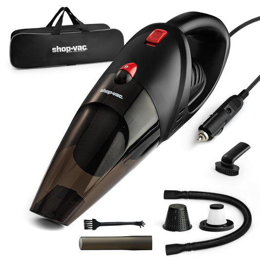 Shop-Vac 12V Car Vacuum - Portable Vacuum Cleaner with 7000Pa Powerful Suction, 16Ft Corded Handheld Car Vac & Storage Bag, Cigarette Lighter Plug, for Deep Interior Detail Cleaning
