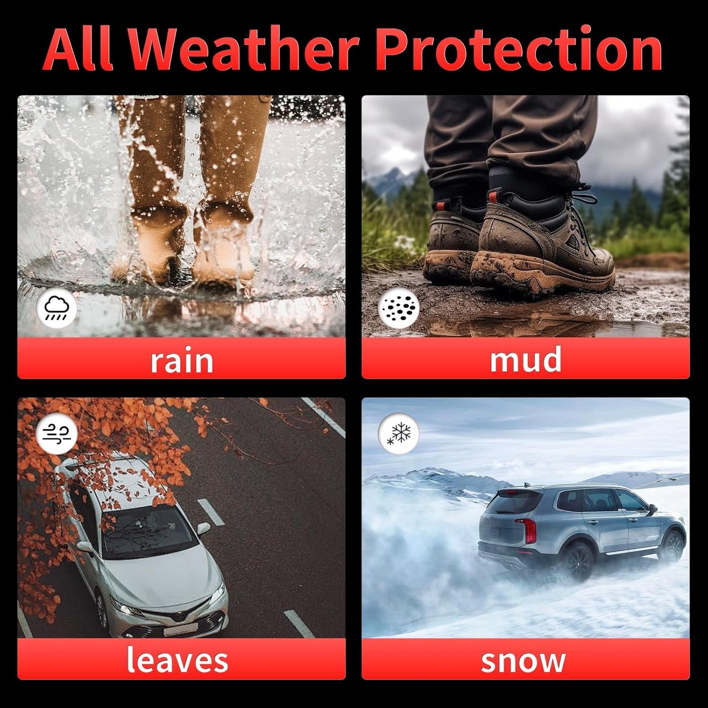 Wayhigh-All Weather Floor Mats and Cargo Mat Set Fit for 2017.5-2024 Nissan Murano, TPE Car Mats Waterproof Heavy Duty Rubber Floor Liners for for Nissan Murano Accessories- Black