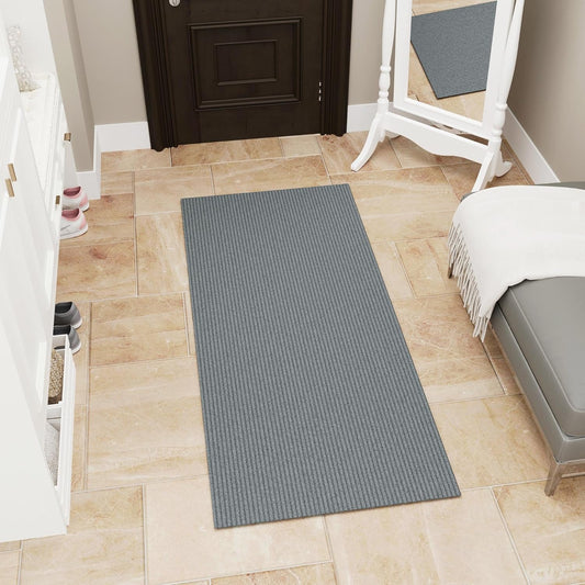 Ottomanson Mud Mat 2'7" x 4' Entryway Rug - Non-Slip Scraper Doormat for Muddy Paws, Dirt Trapping Indoor/Outdoor Mat for High-Traffic Areas, Kitchen, Garage, Patio, Gray