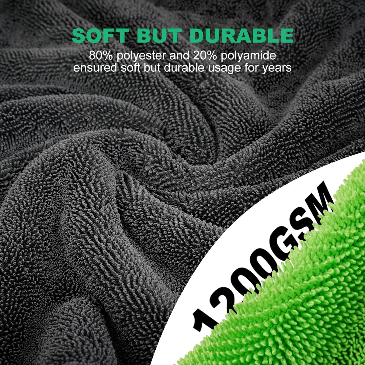 2 Pack Microfiber Towels for Cars, 1200 GSM Ultra-Soft Microfiber 36”x 24”& 16" x 16" Car Drying Towels Ultra-Absorbent Streak Free Premium Double Twisted-Loop Cleaning Cloth with Car Wash Mitt