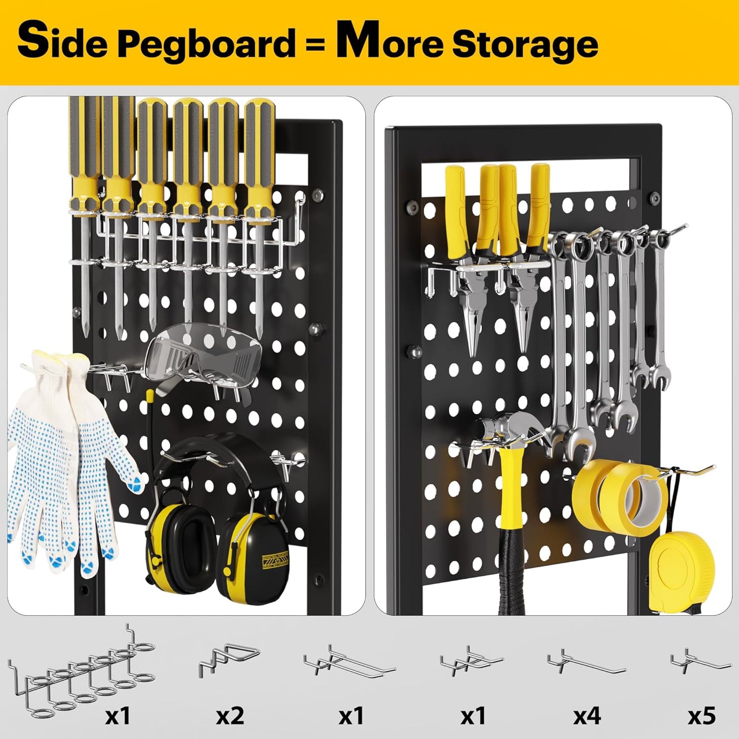 Power Tool Organizer Cart, Garage Tool Storage, Heavy Duty 4 Tier Floor Standing Rolling Shelf with Wheels, Mobile Workbench for Garage Workshop Home Repair, Gift for Father Men Husband, Red
