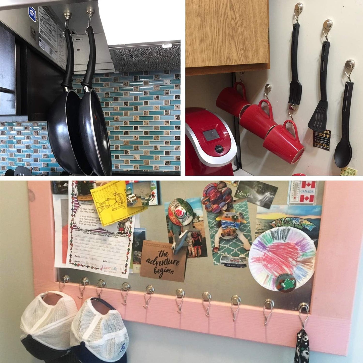 MIKEDE Magnetic Hooks Heavy Duty, 60 lb+ Strong Swivel Swing Neodymium Magnetic Hooks for Hanging, Strong Magnet Hanger for Cruise Cabins, Locker, Toolbox, Home, Kitchen - Pack of 10