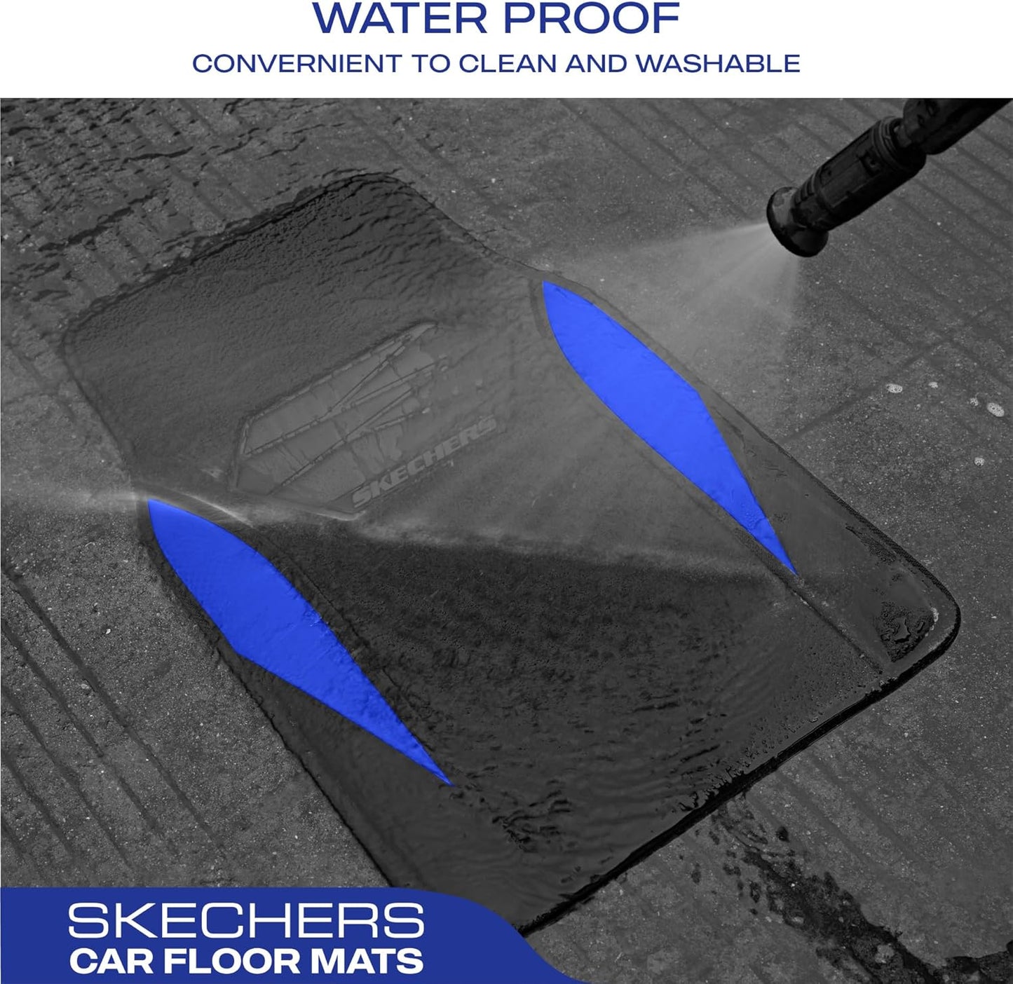 Skechers Car Floor Mats,Waterproof Universal Fit Car Mats,Faux Leather Car Floor Mats,Carbon Floor Mats for Cars with Anti-Slip Skechers Heel Pad Fit for SUV,Vans,Sedans,Trucks,Blue