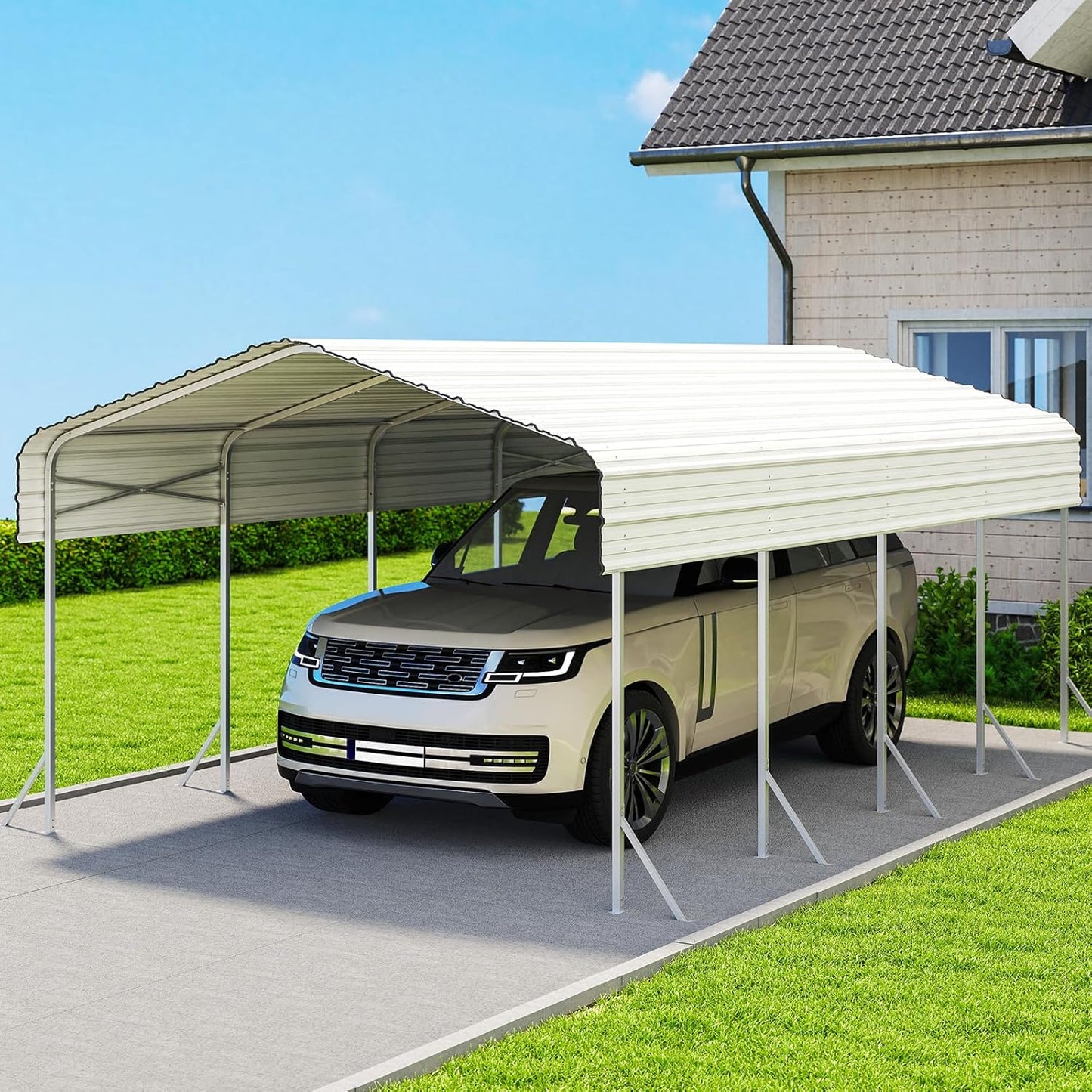 12x20 Carport, Heavy Duty Metal Car Port, All-Weather Protection, Easy Assembly for Cars, Trucks, Boats, Tractors, and Outdoor Storage