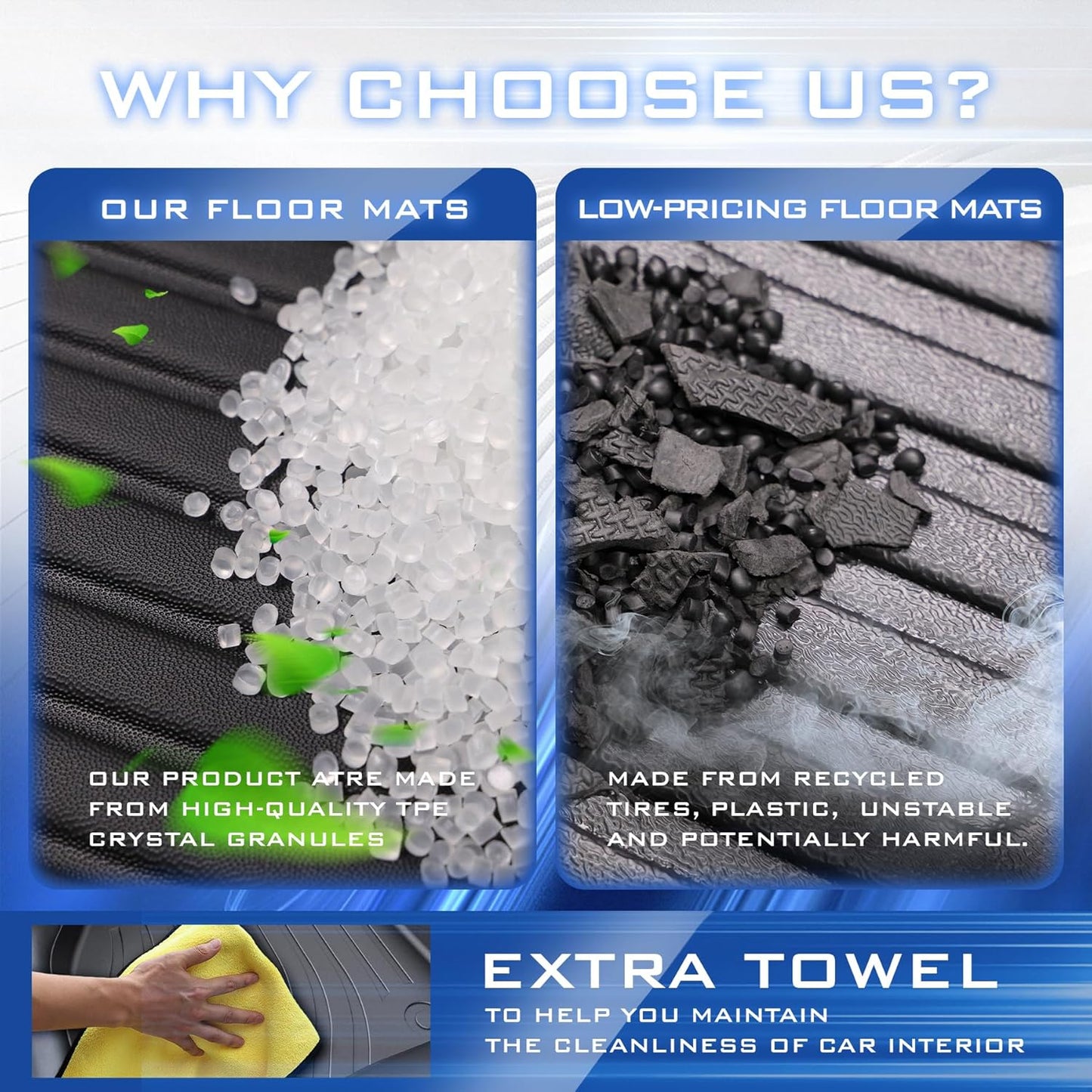 Car Floor Mats for Ford Mustang Mach-E 2021-2024 2025 Accessories,TPE All Weather Protection Floor Mats,Custom Fit 1st&2nd Row Car Floor Liners Set,Heavy Duty Accessories,Black