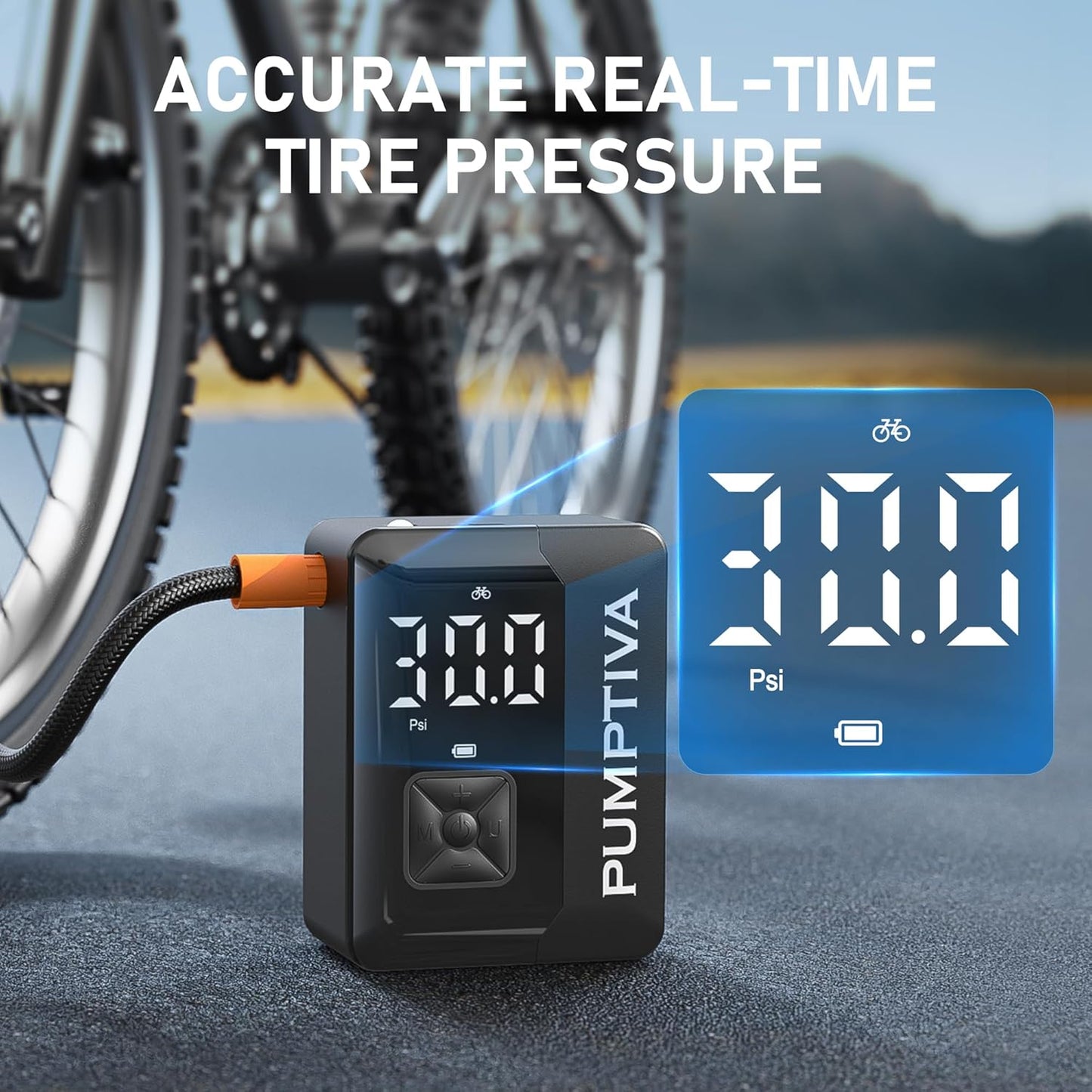 Tire Inflator Portable Air Compressor, 150 PSI Portable Electric Bike Pump Auto Shut-Off Cordless Car Tire Air Pump with Accurate LCD Display LED Light for Car, Motorcycle, Bicycle, Bike, Ball