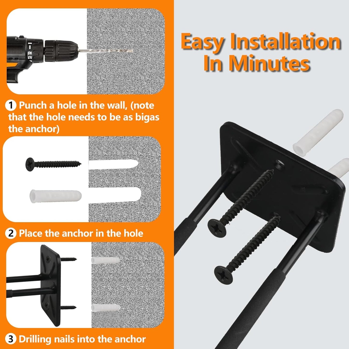 Folding Chair Rack, Heavy Duty Garage Wall Mount Organizer and Holder, Multi-Use Storage Hooks for Chairs, Ladders, Garden and Yard Tools, Durable Metal Utility Hangers (4Pack)