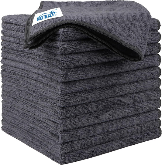 HOMEXCEL Grey Microfiber Cleaning Cloth 50 Pack, 12.5 x 12.5 inch Microfiber Towels for Cars, Ultra Absorbent Car Washing Cloth, Lint Free Streak Free Cleaning Rags for Car, Kitchen, and Window