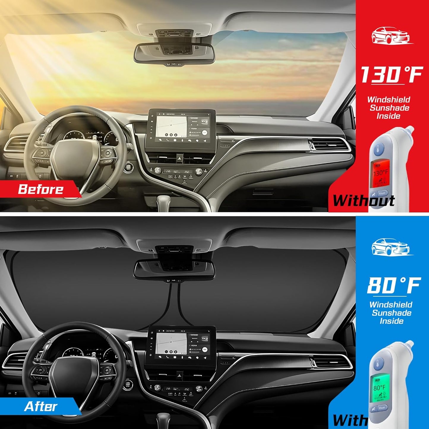 ARISMOTOR Windshield Sun Shade for Ni-ssan Kicks 2018-2024, Custom Fit Foldable Front Window Sunshade Sun Visor Protector, Block UV Rays Keep Your Car Cooler
