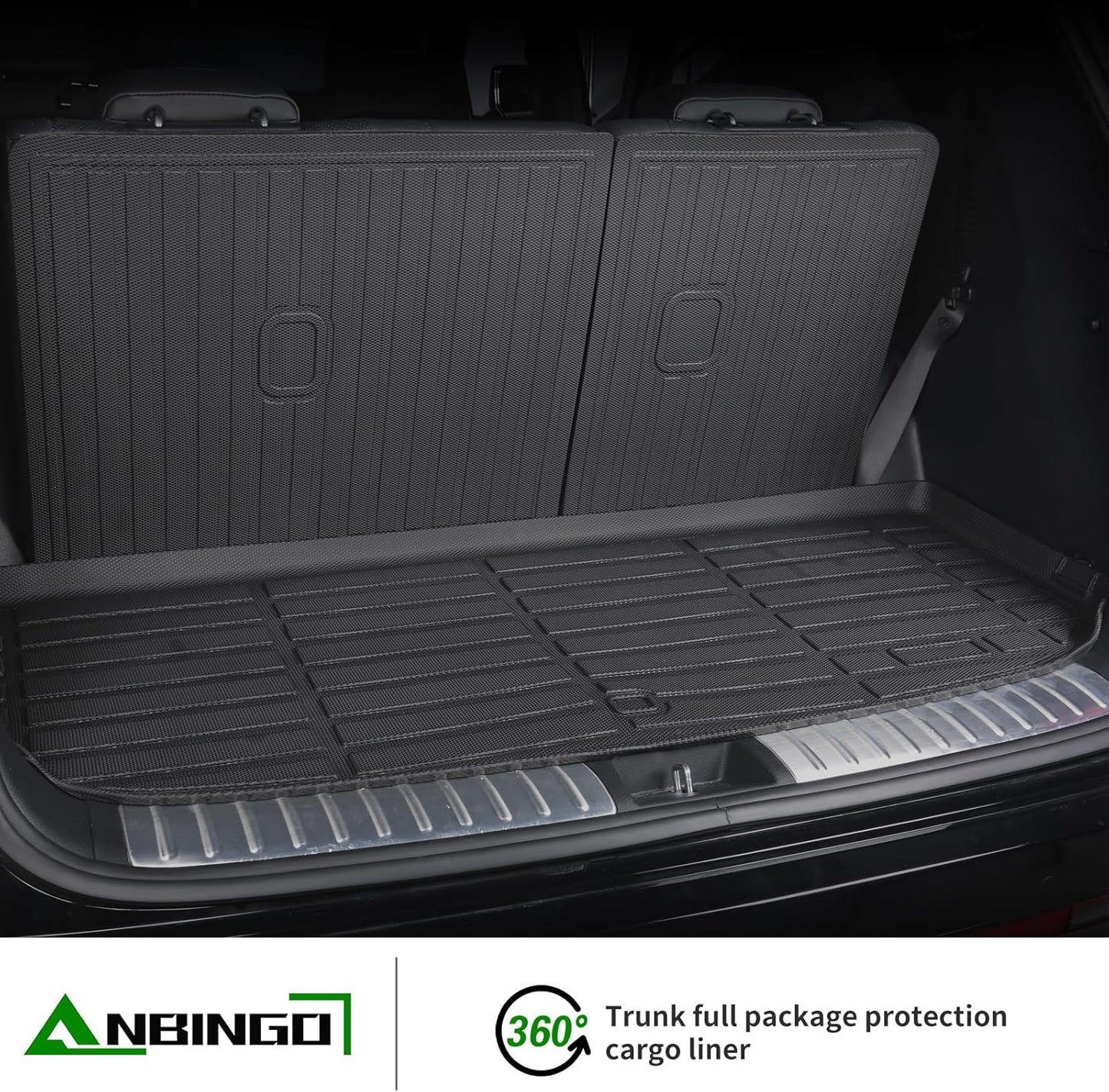 ANBINGO® Floor Mats & SeatBack Cargo Liner | CX90 2024-2025 6 Passenger | 2nd Row with Bucket Seat or Captain Seat | (50/50 Velcro Tape Fixed Backmats) TPE 3 Rows Waterproof Car Mat