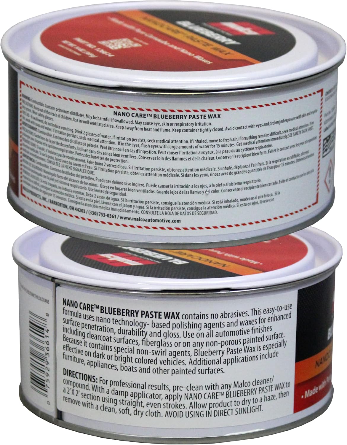 Malco Nano Care Blueberry Paste Wax - Creates High Gloss Finish and Long-Lasting Shine/Premium Paste Wax for Use on Fiberglass, Gel Coat and Painted Vehicle Finishes / 14 Oz. (126614)
