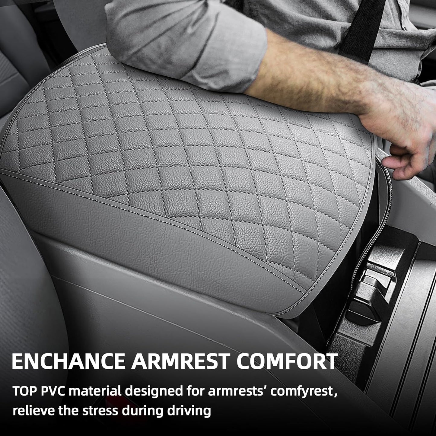 Center Console Cover Fit for 2009-2015 Pilot, Comfortable Armrest Cover Protector Customized Car Accessories, Well-Make PVC Leather Armrest lid Cover for 2009-2015 Pilot （Gray）