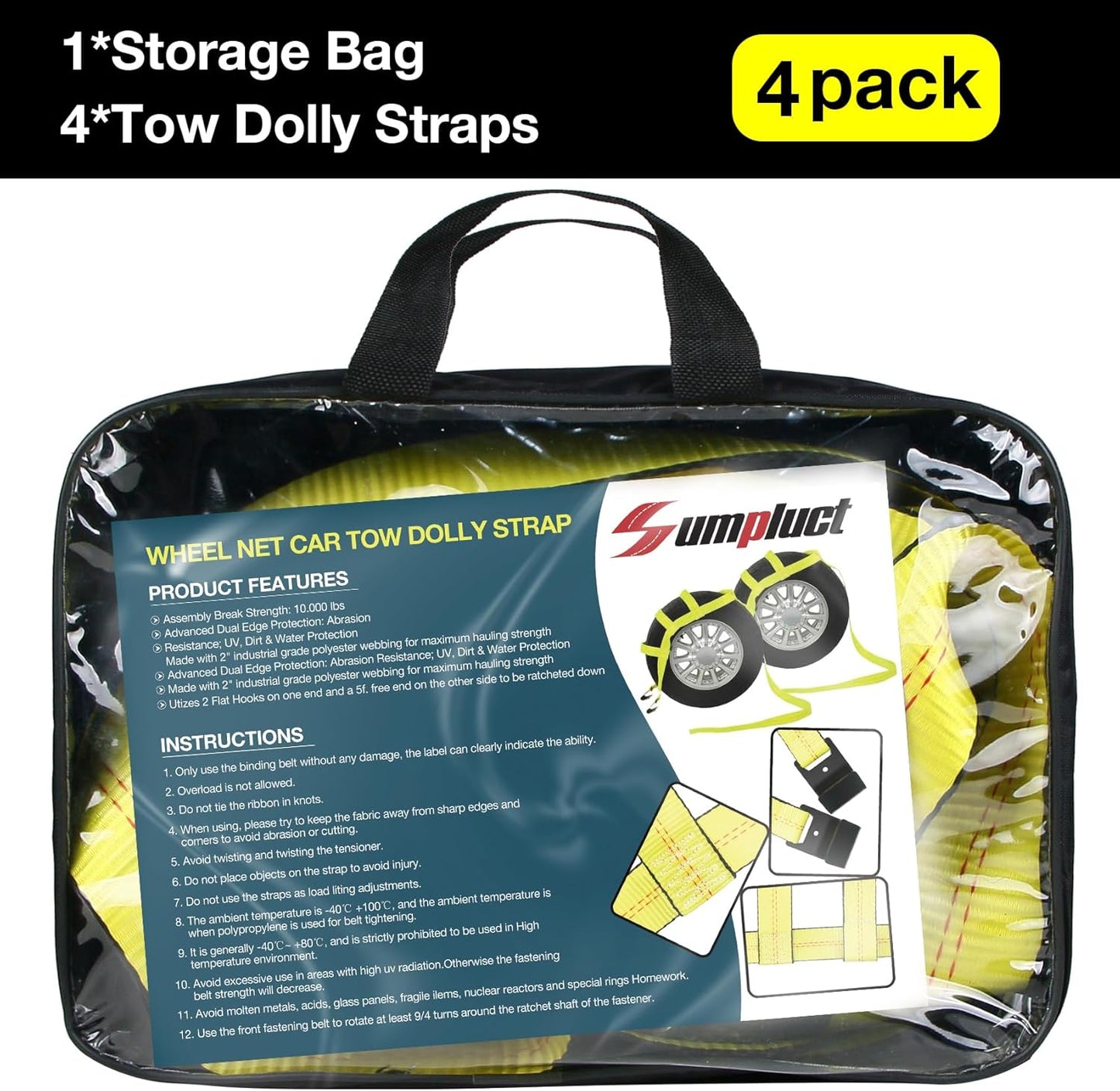 Tire Straps for A Car Trailer Tow Dolly Straps with Flat Hook 14"-19"Heavy Duty Tow Strap UTV Wheel Tie Down Strap for Hauling Cars 4 PK Truck Accessories Rescue Emergency Kit for Vehicles Essentials