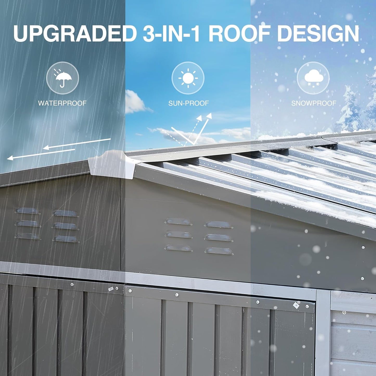 MyVoice 3x5 FT Wooden Outdoor Storage Shed with 4 Vents & 2 Adjustable Windows, DIY Cedar Tool Shed Kit, Garden Bike Firewood Storage, Waterproof Backyard Outdoor Shed for Patio, Lawn, Yard & Garage