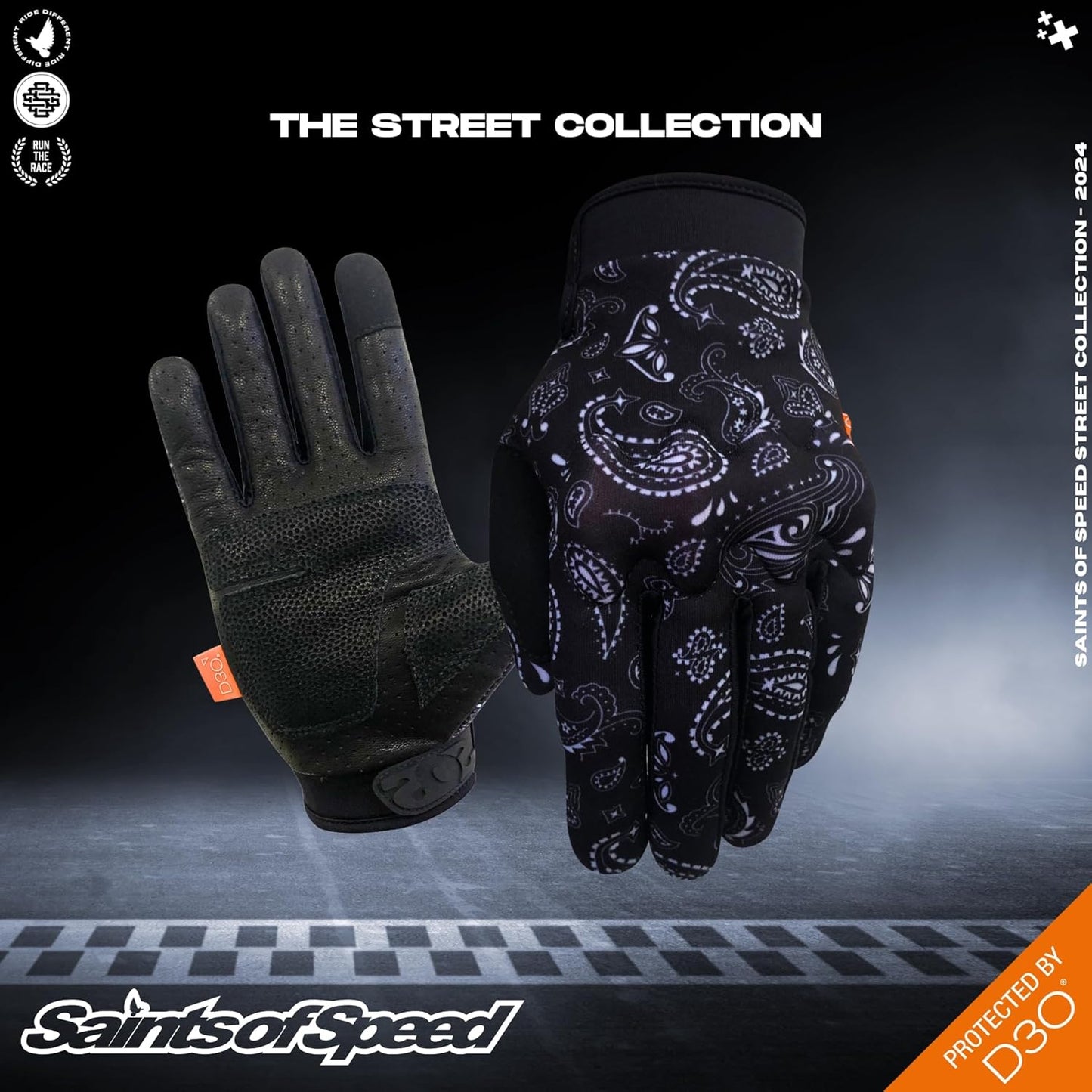 Saints of Speed Motorcycle Gloves – Knuckle Protection, Leather Palms, Touchscreen Moto Gloves for Street & Dirt Bike Riding