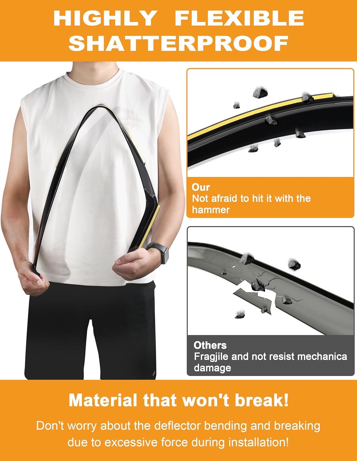 in-Channel Window Rain Guards Fit for Ford Explorer 2020 2021 2022 2023 2024 2025Extra Durable Window Deflectors Vent Visors Shades Exterior Car Accessories Visors Rain Guards - 4 pcs