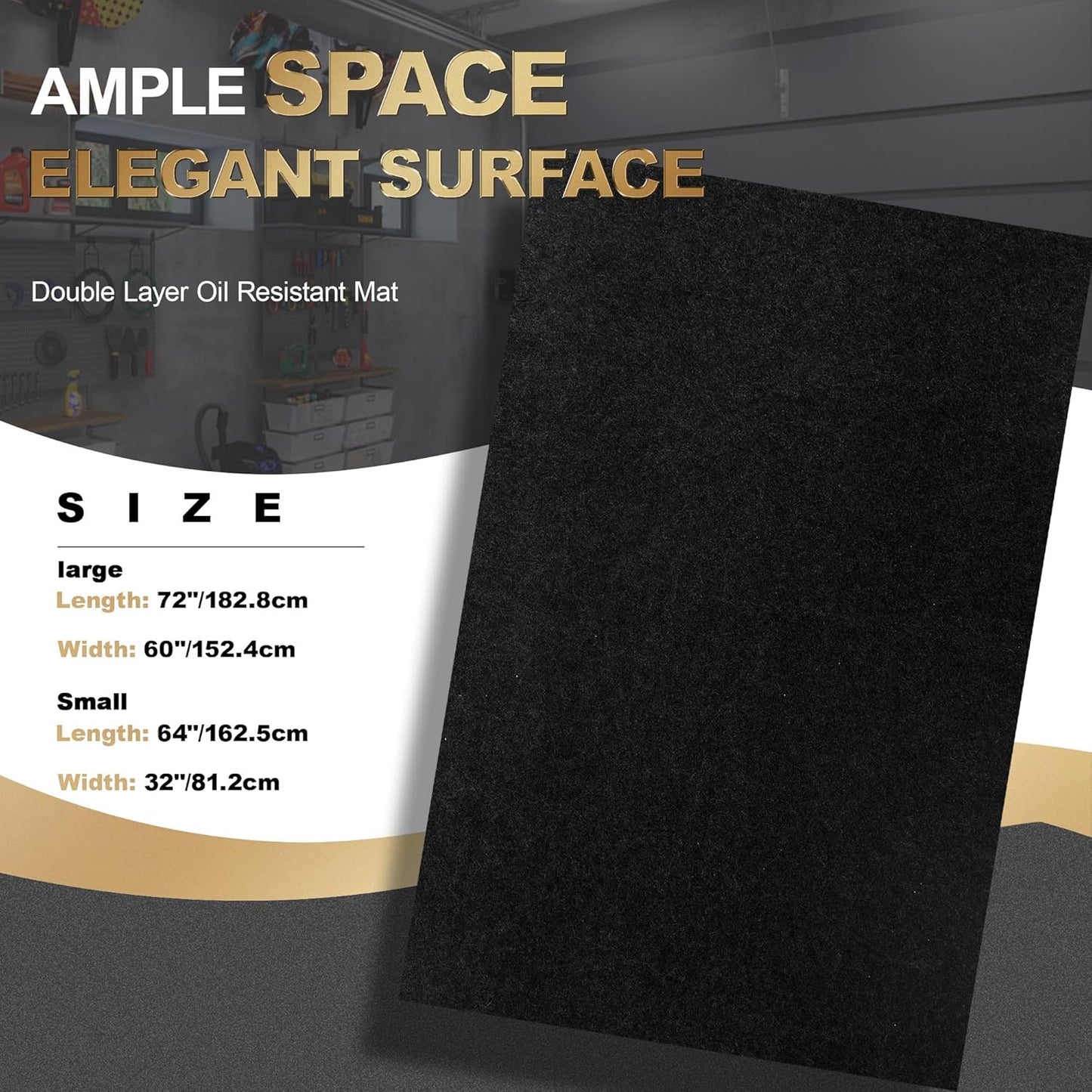 Oil Spill Mat, Garage Floor Mat for Garage & Workshop, 64″×32″ Reusable Floor Protector, Waterproof with Non‑Slip Rubber Backing, High‑Absorbency.