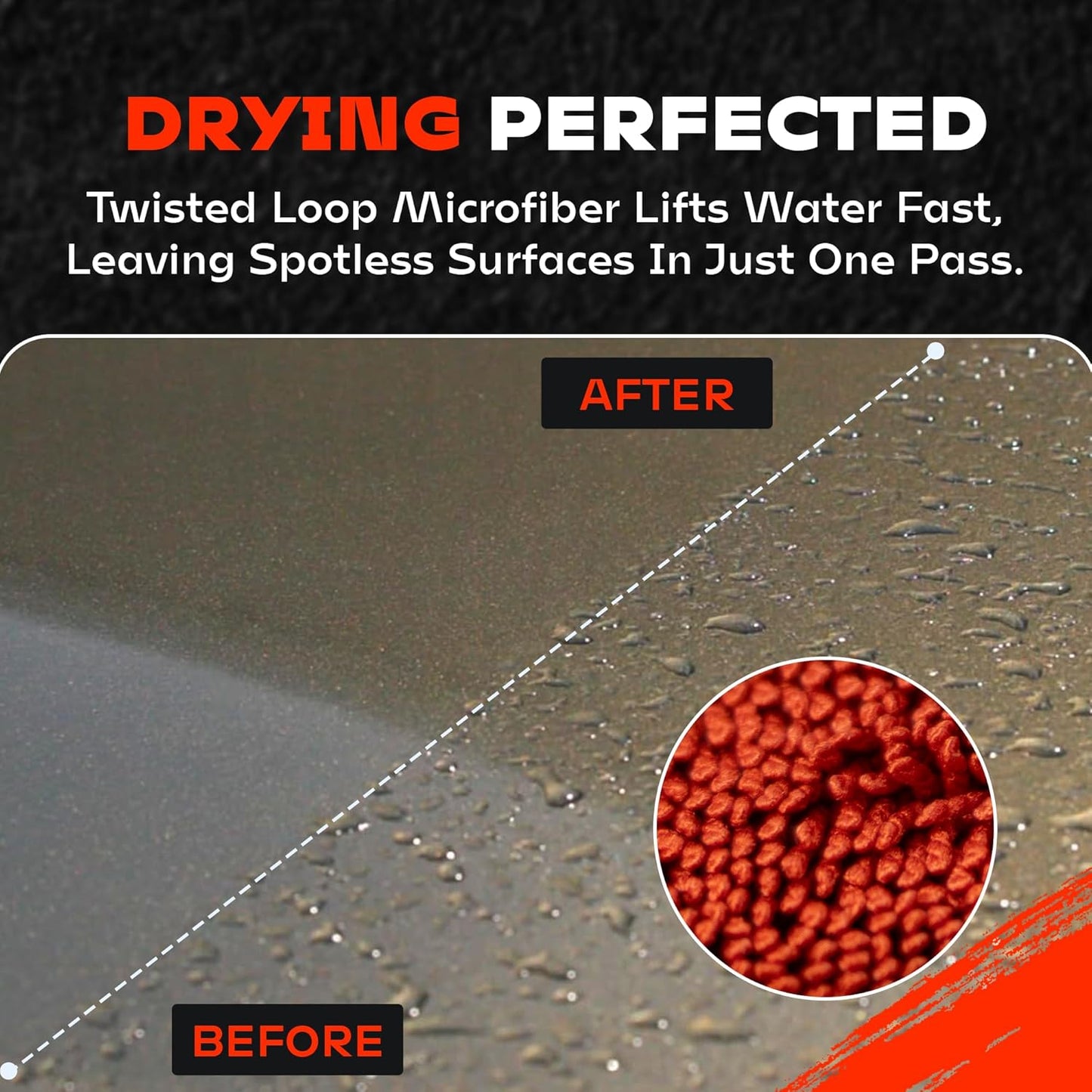 Redline XL Car Drying Towel - Ultra Premium 1300 GSM Microfiber Drying Towel - Max Absorption, Streak-Free Finish, Super Soft Twisted Loop Design - Dries Full Vehicle - Extra Large 2 x 3 ft