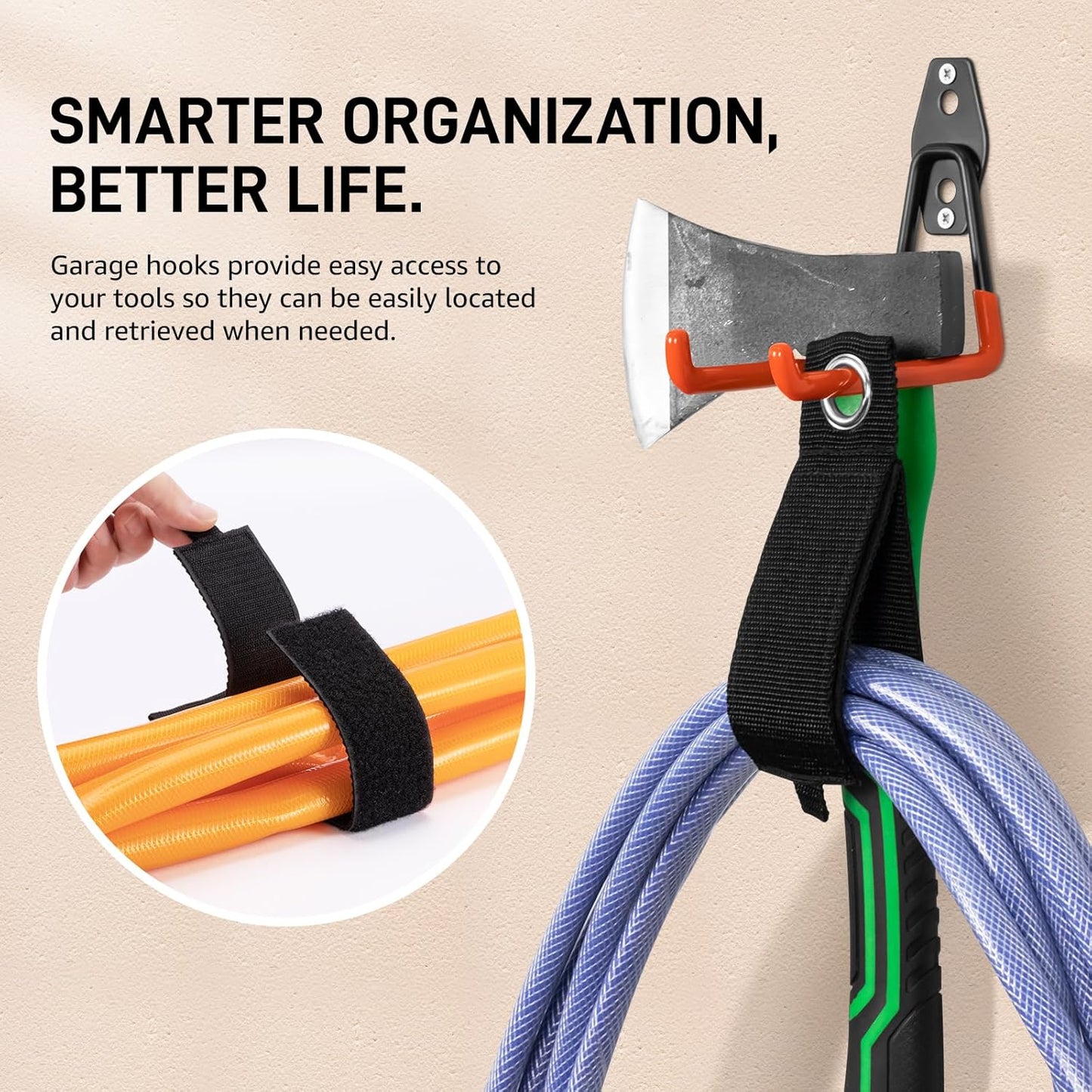 32 Pack Garage Hooks with Anti-Slip Coating Heavy Duty Wall Mount Hooks for Garage Storage and Hanging Hoses Bike Garden Tools Ropes etc