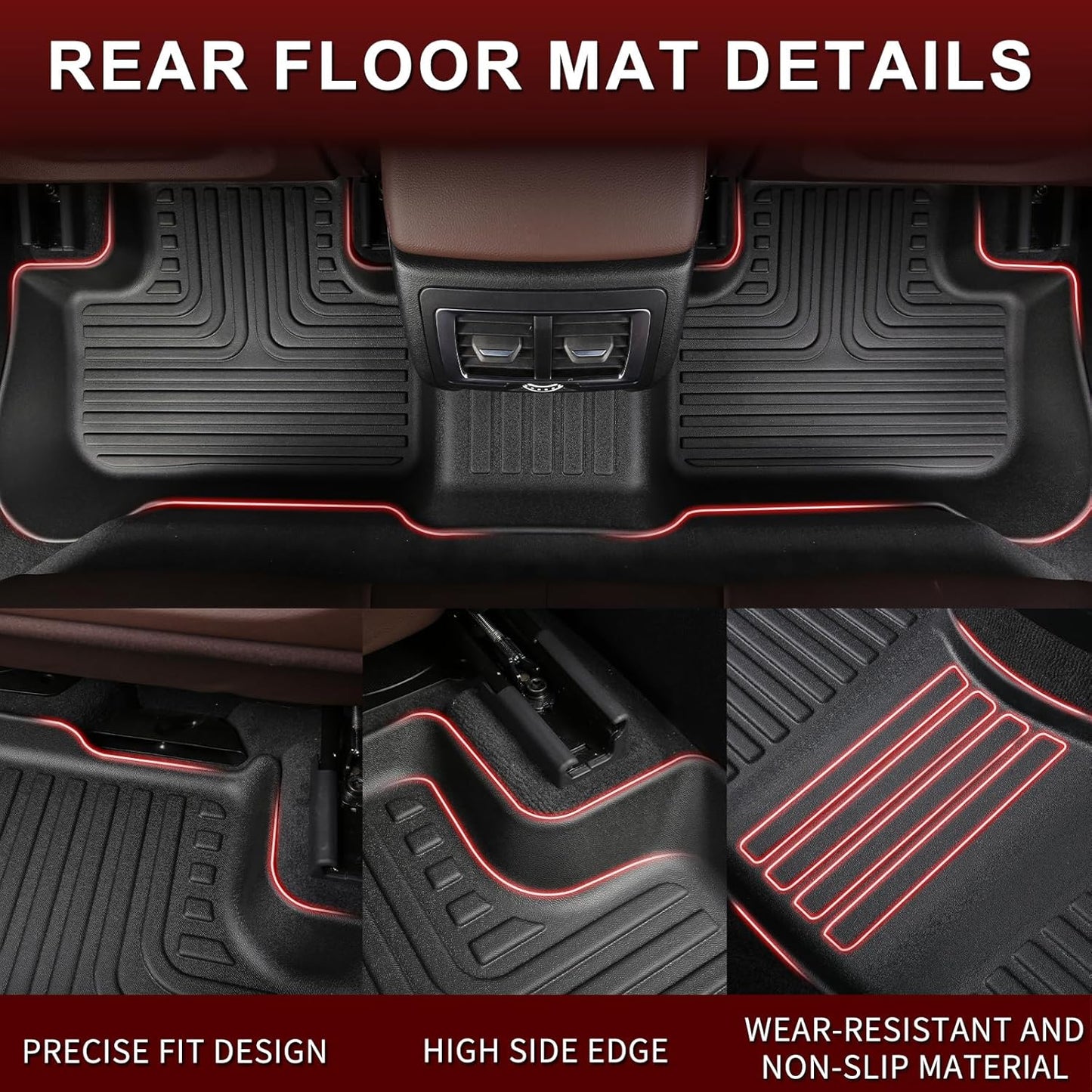 All Weather Floor Mats and Cargo Liners Set Fit for Camry 2007 2008 2009 2010 2011 TPE Car Mats Waterproof Anti-Slip Rubber Trunk Liners Camry Accessories