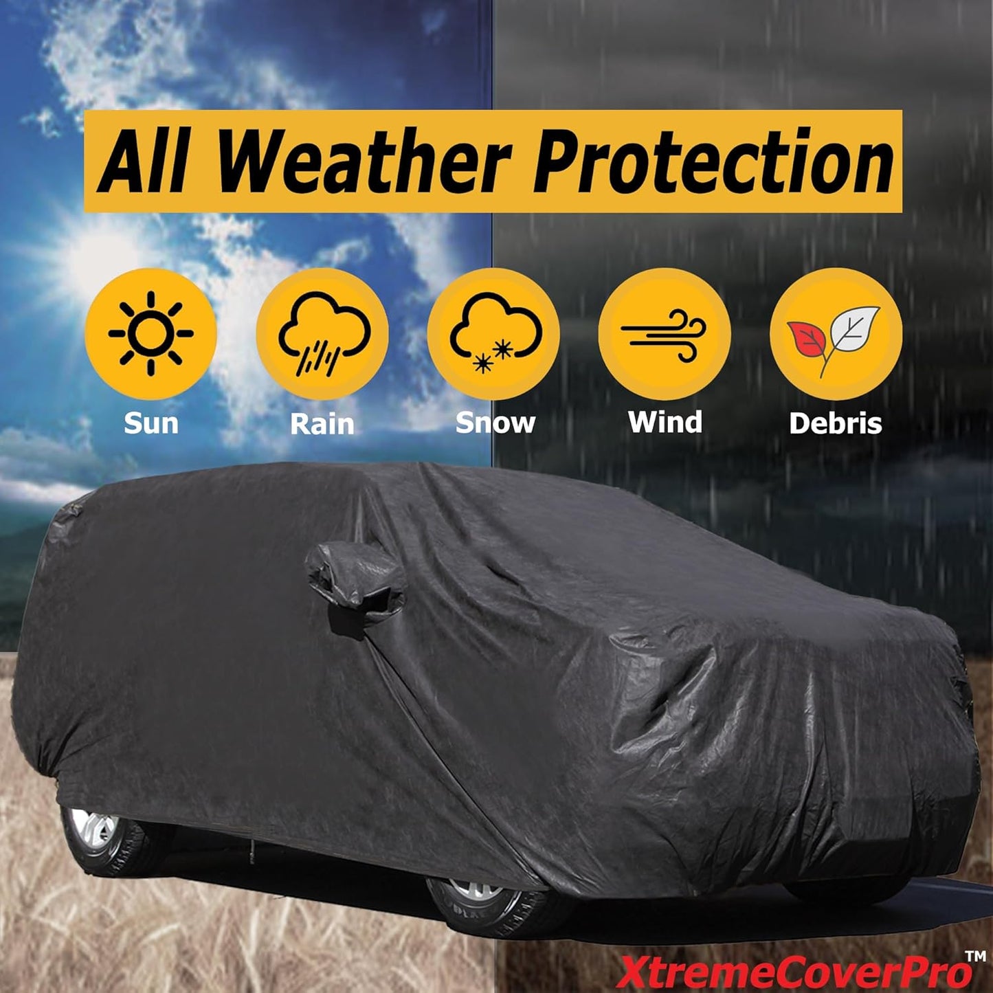 All Weather Waterproof car Cover Good for rain Snow uv Protection dust mid-Size SUV Cayenne Outback Atlas Aviator Range Rover Passport RX350 Black