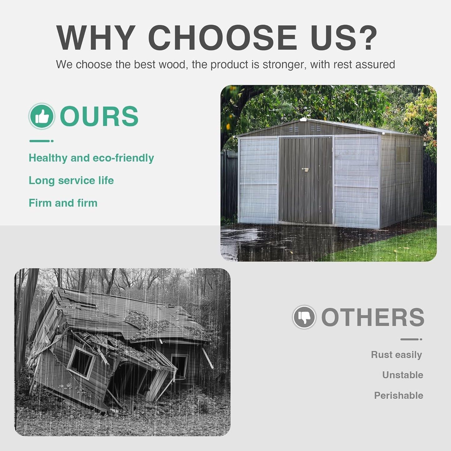 MyVoice 3x5 FT Wooden Outdoor Storage Shed with 4 Vents & 2 Adjustable Windows, DIY Cedar Tool Shed Kit, Garden Bike Firewood Storage, Waterproof Backyard Outdoor Shed for Patio, Lawn, Yard & Garage