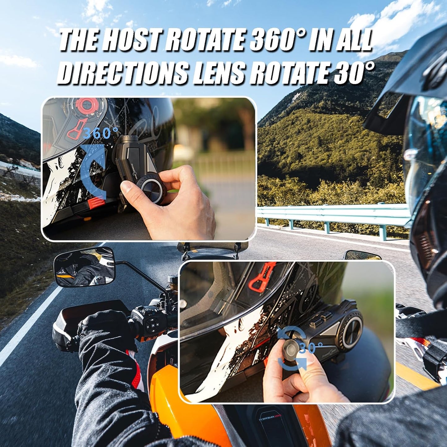 FreedConn R3 PRO Motorcycle Helmet Bluetooth Headset with Camera Recorder, Motorcycle Communication Systems, WiFi 2K 0.75mi/1200m 6 Riders Group Intercom, Built-in & External Mic System, 128G TF Card