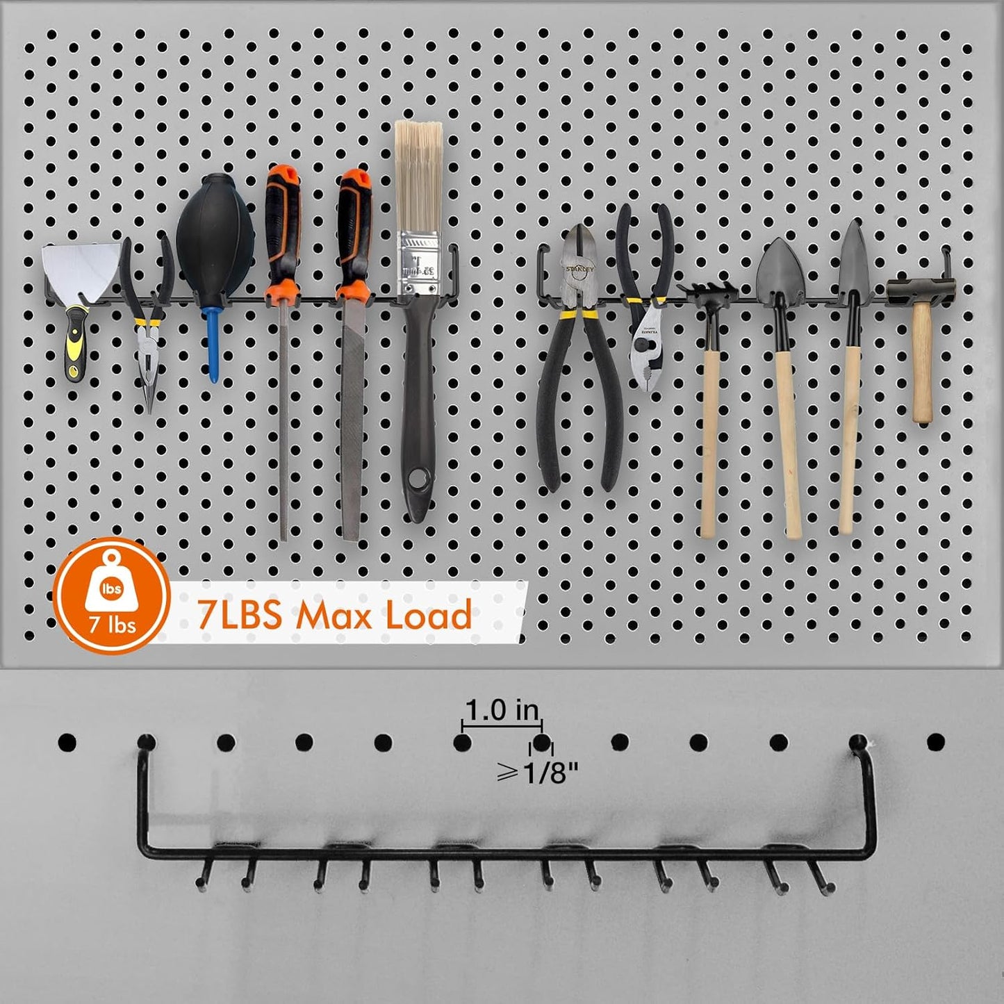 LIGHT DUST Utility Heavy Duty Pegboard Hooks - 10Pack Peg Board Accessories for Hanging Tools Fit 1/4" Peg Holes - Pegboard Organizer Large Tool Holders for Garage Workshop Shed