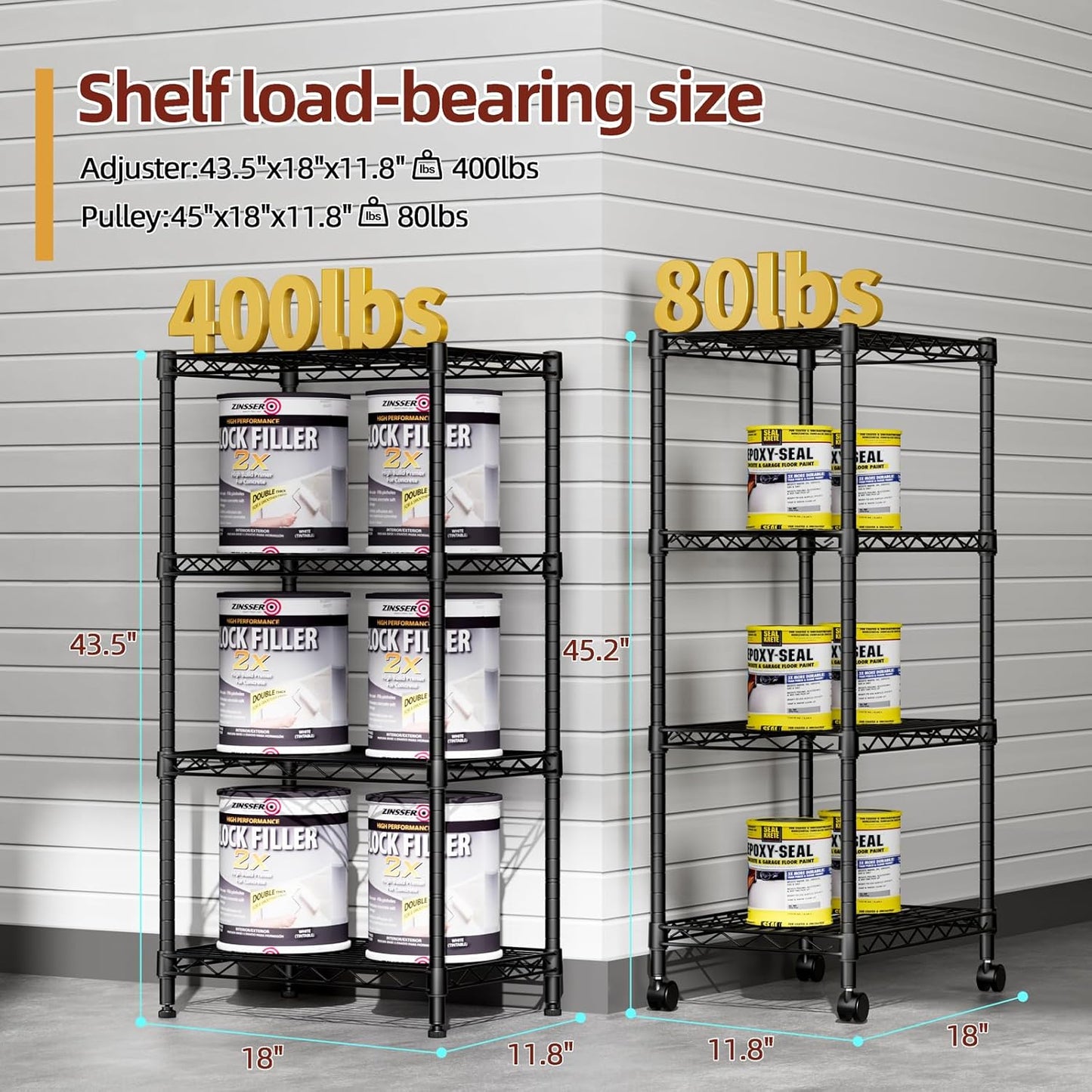 SINGAYE 4 Small Wire Shelves Kitchen Pantry Close Home Organizers and Storage Bathroom Shelf Laundry Room Organization Adjustable Book Metal Garage Shelving Unit