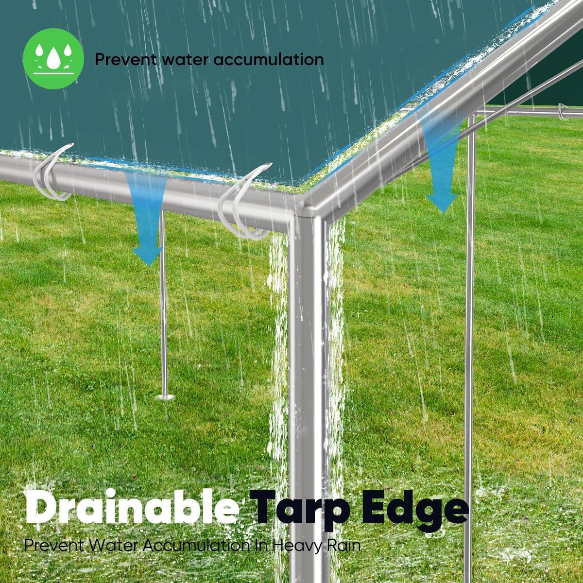 Quictent 10x15 ft Heavy Duty Car Canopy Galvanized Frame Carport Outdoor Party Tent Boat Shelter with 3 Reinforced Steel Cables - Green