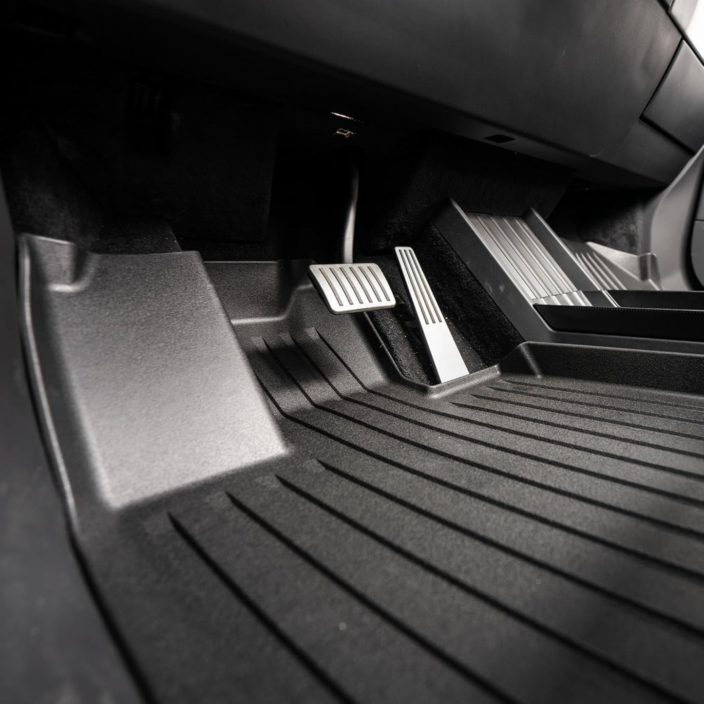 OEDRO Floor Mats Fit for Tesla Cybertruck 2024 2025, TPE All Weather Floor Liners Custom Fit for 2024 Cybertruck Accessories, 1st & 2nd Row Car Mats, Black